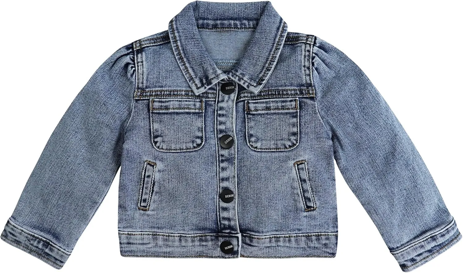 KIDSCOOL SPACE Baby Denim Jacket,Little Toddler Kids Simple Design Stretch Jean Coat
