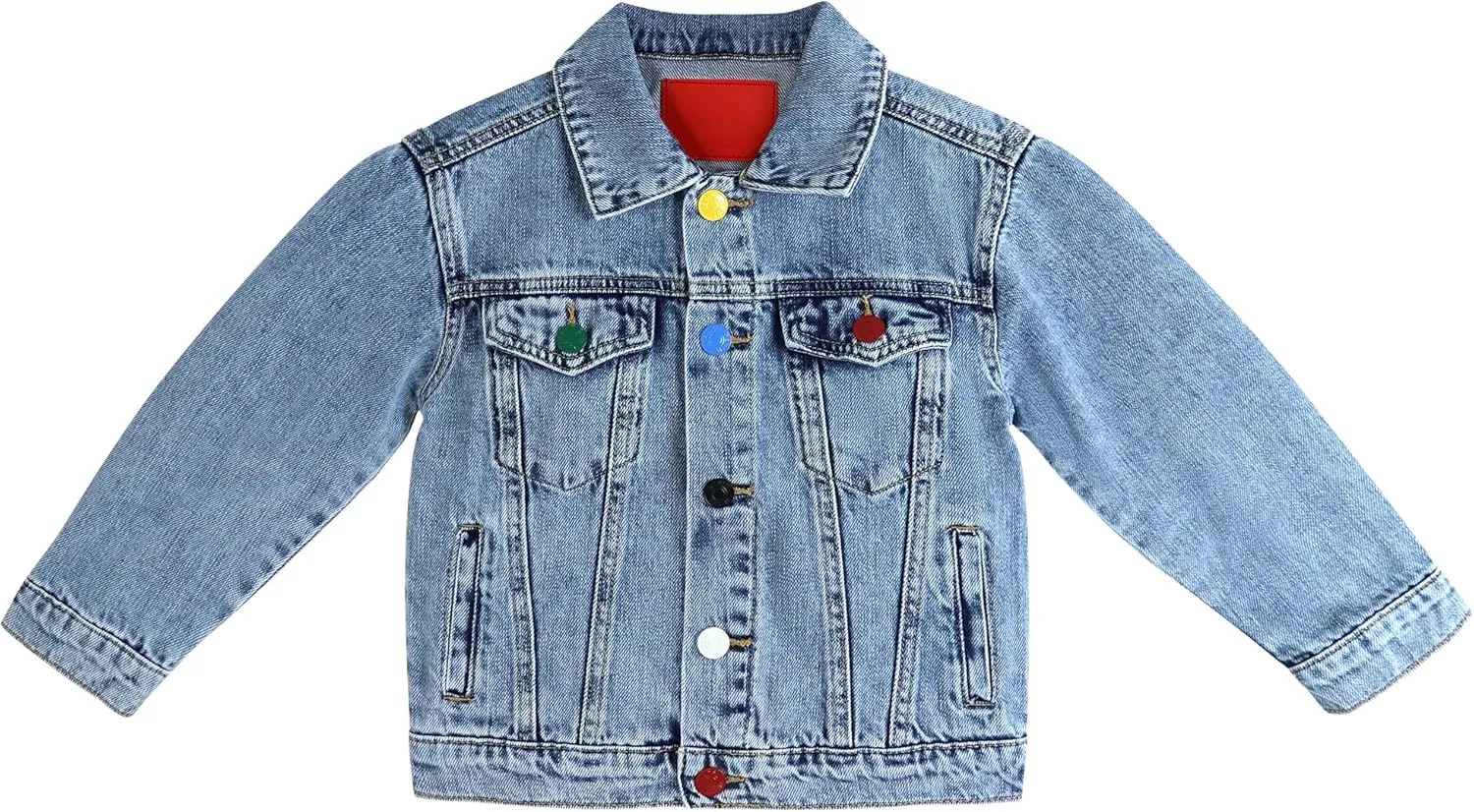 KIDSCOOL SPACE Boys Denim Jacket,Little Big Kids Simple Design Colored Buttons Jean Coat