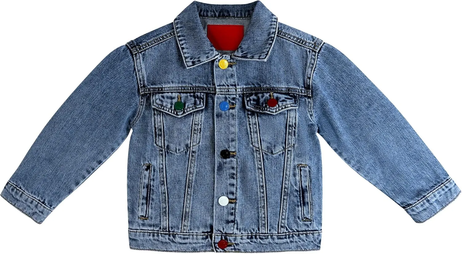 KIDSCOOL SPACE Boys Denim Jacket,Little Big Kids Simple Design Colored Buttons Jean Coat