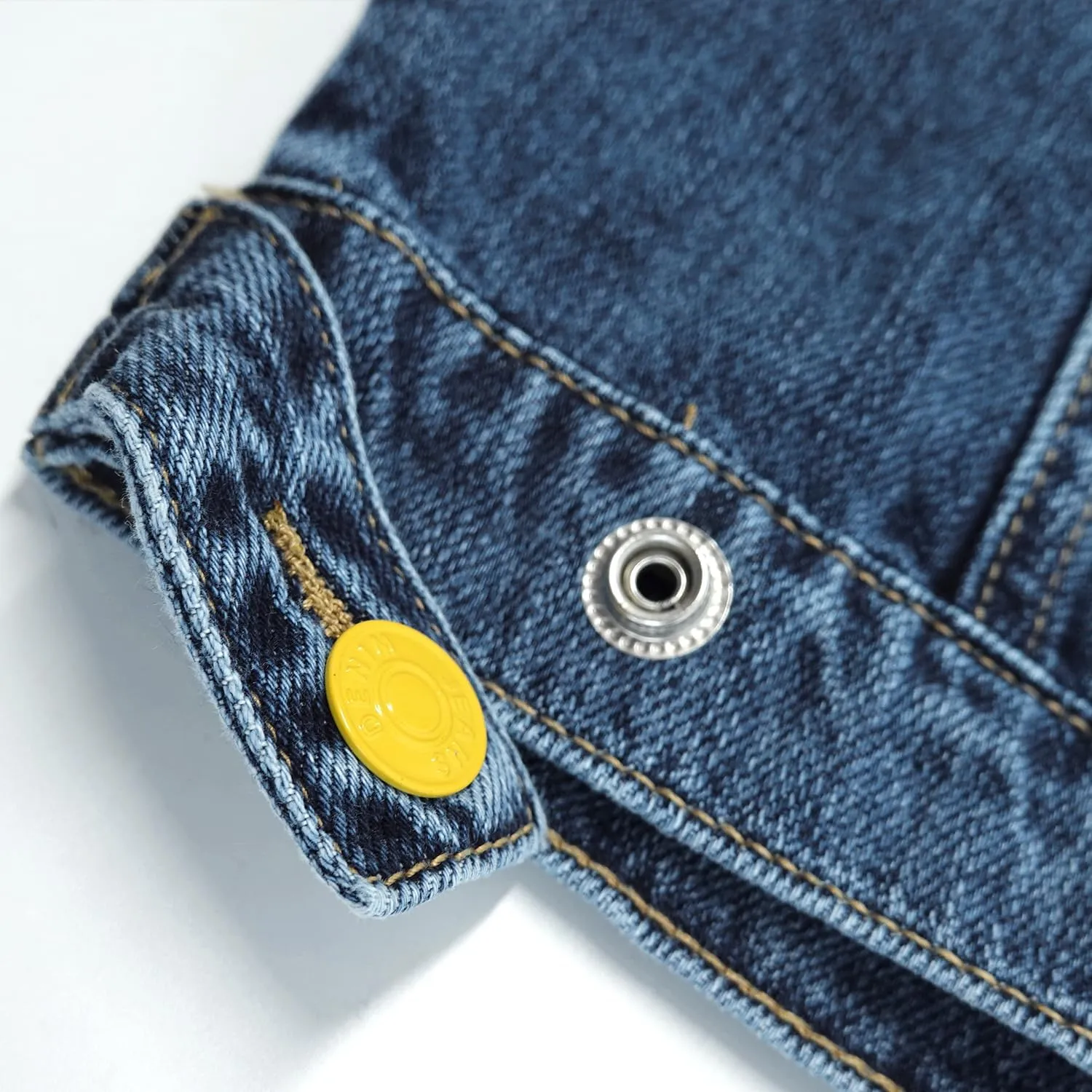 KIDSCOOL SPACE Boys Denim Jacket,Little Big Kids Simple Design Colored Buttons Jean Coat