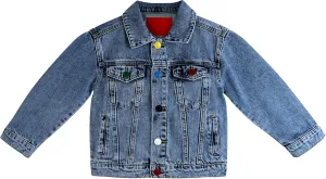 KIDSCOOL SPACE Boys Denim Jacket,Little Big Kids Simple Design Colored Buttons Jean Coat