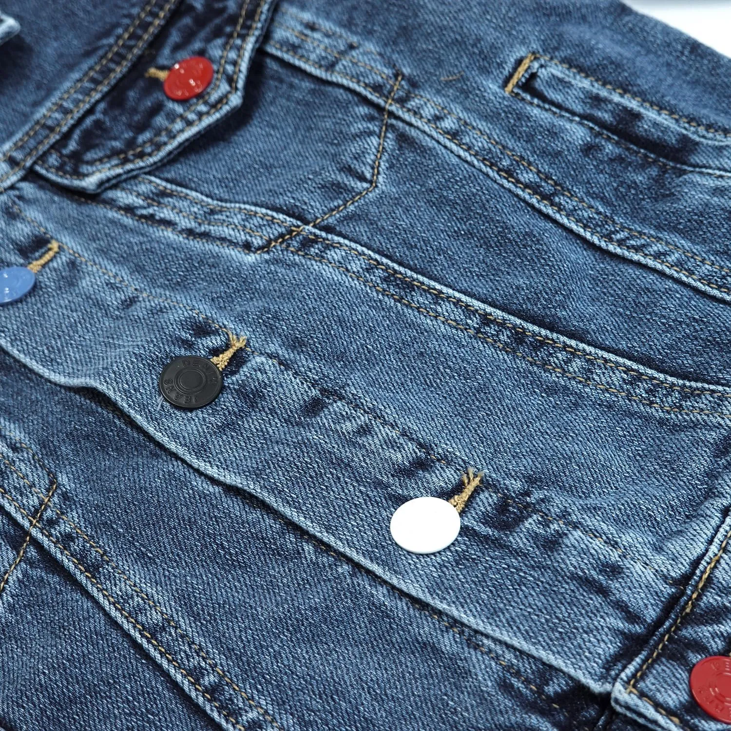 KIDSCOOL SPACE Boys Denim Jacket,Little Big Kids Simple Design Colored Buttons Jean Coat