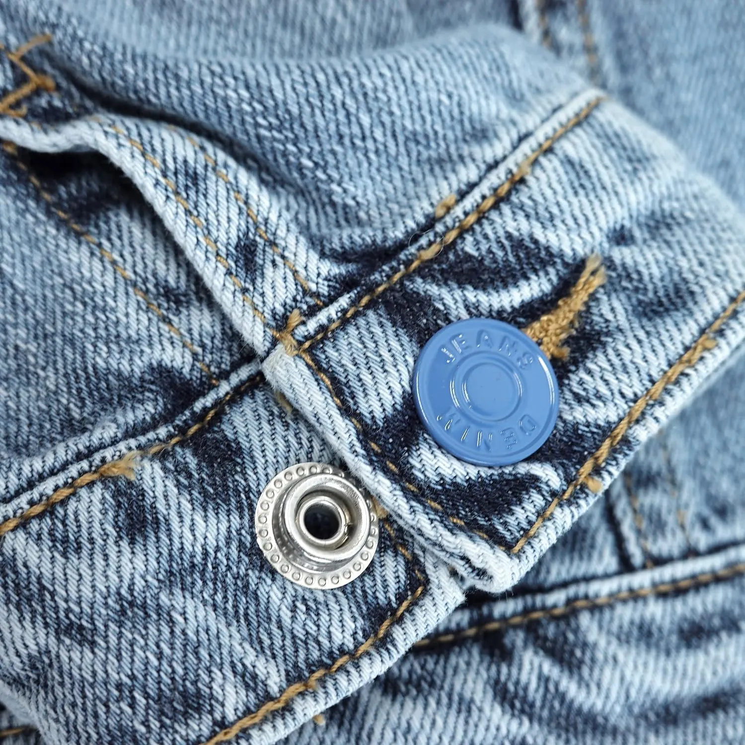 KIDSCOOL SPACE Boys Denim Jacket,Little Big Kids Simple Design Colored Buttons Jean Coat