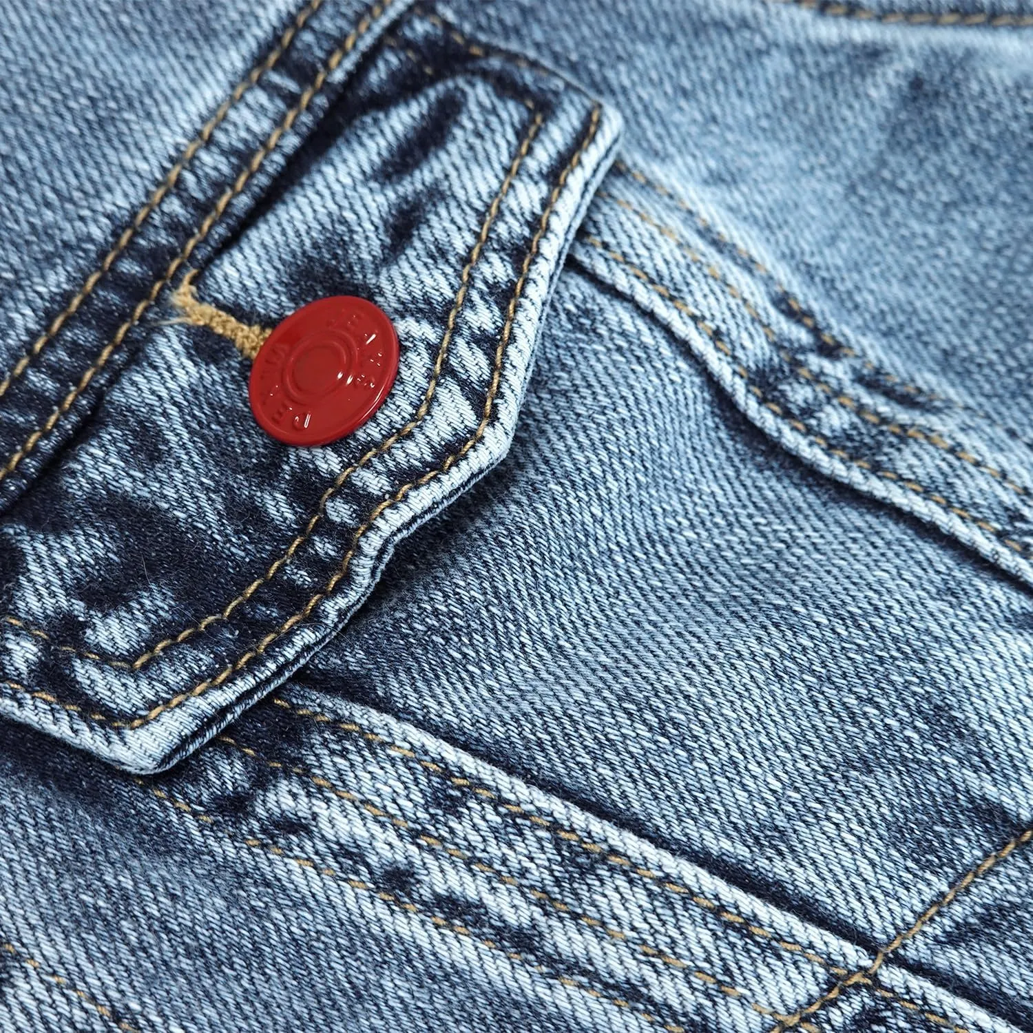 KIDSCOOL SPACE Boys Denim Jacket,Little Big Kids Simple Design Colored Buttons Jean Coat