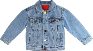 KIDSCOOL SPACE Boys Denim Jacket,Little Big Kids Simple Design Colored Buttons Jean Coat