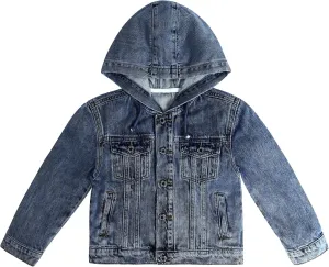 KIDSCOOL SPACE Boys Denim Jacket,Little Big Kids Simple Design Hooded Jean Coat
