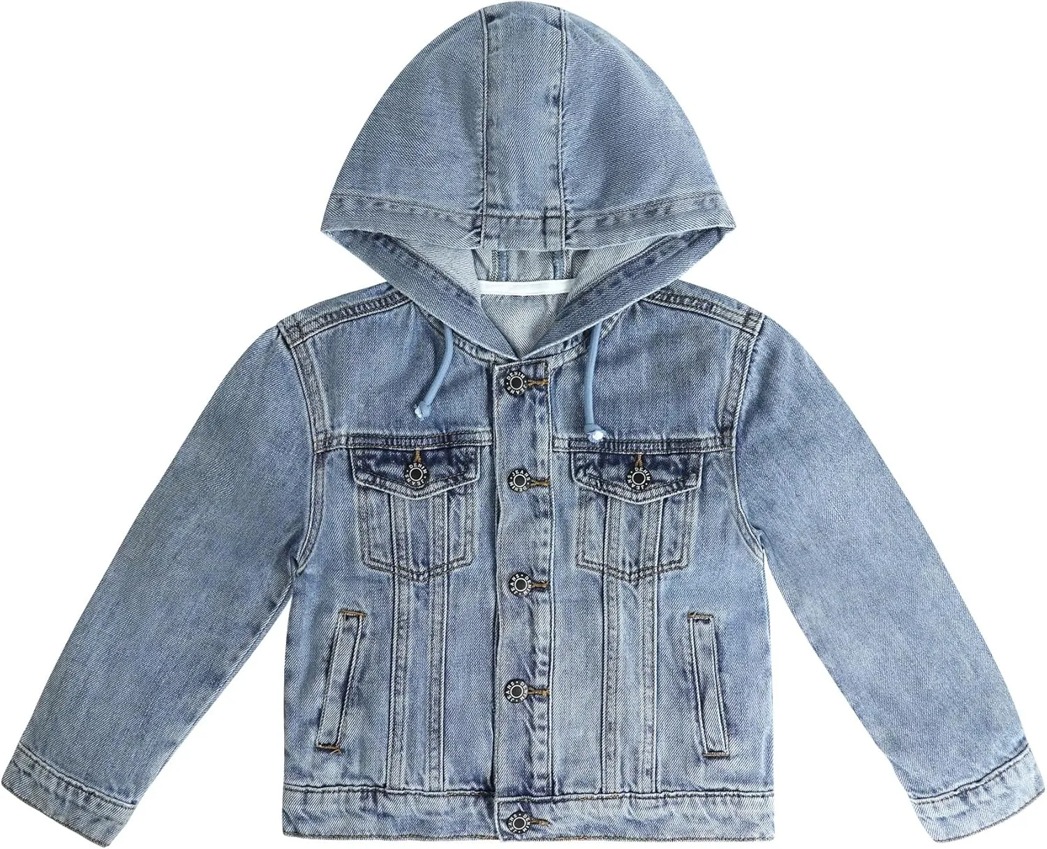 KIDSCOOL SPACE Boys Denim Jacket,Little Big Kids Simple Design Hooded Jean Coat