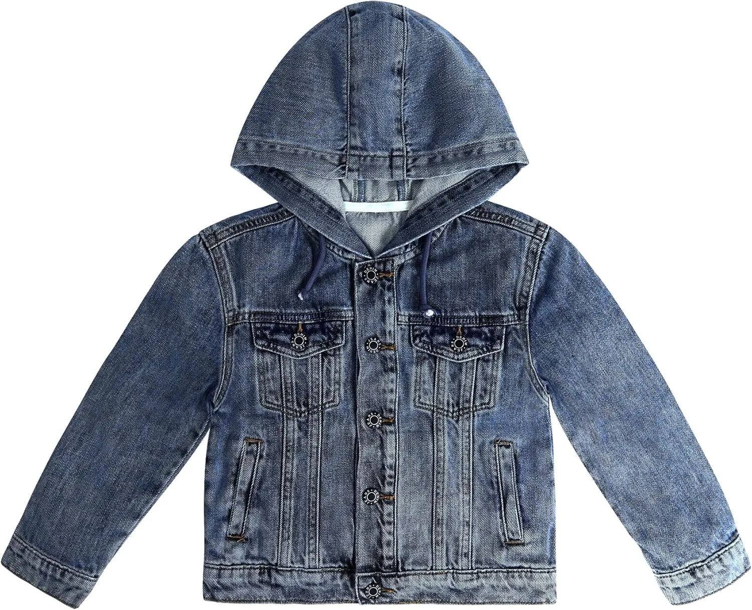 KIDSCOOL SPACE Boys Denim Jacket,Little Big Kids Simple Design Hooded Jean Coat