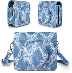 Kodak Mini Shot 3 Retro Case, Protective PU Leather Carry Case with Charging Interface - Denim Style