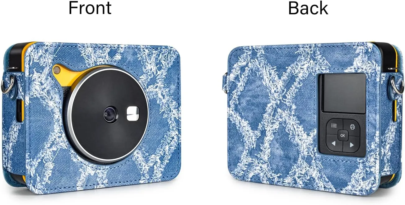 Kodak Mini Shot 3 Retro Case, Protective PU Leather Carry Case with Charging Interface - Denim Style