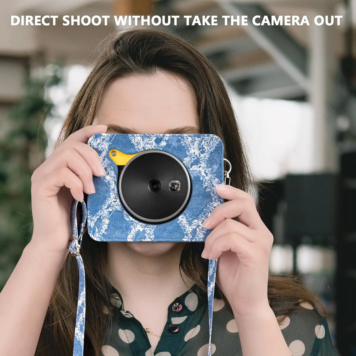 Kodak Mini Shot 3 Retro Case, Protective PU Leather Carry Case with Charging Interface - Denim Style