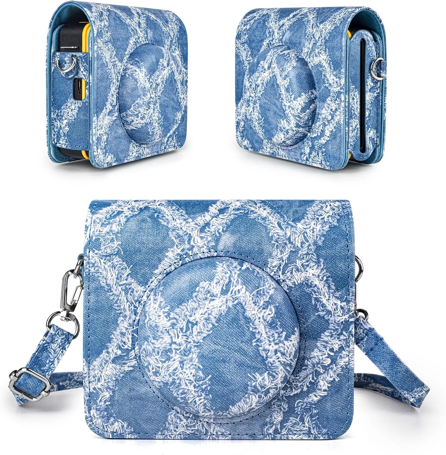 Kodak Mini Shot 3 Retro Case, Protective PU Leather Carry Case with Charging Interface - Denim Style