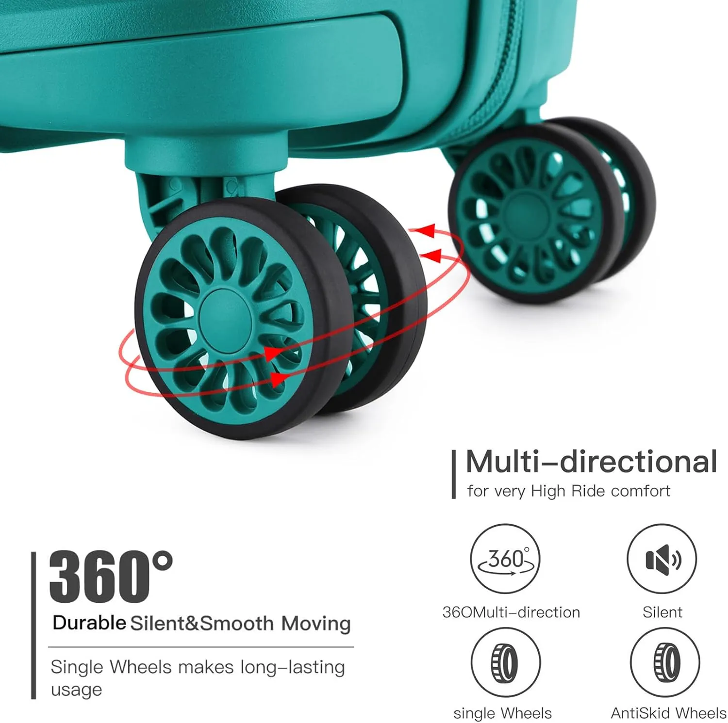 Kono Luggage PP Durable Hardside Suitcase with Double Spinner Wheels TSA Lock, 24-inch, Blue