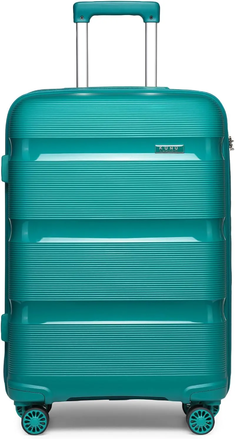 Kono Luggage PP Durable Hardside Suitcase with Double Spinner Wheels TSA Lock, 24-inch, Blue