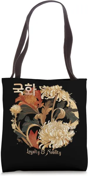 Korean Chrysanthemum in Aesthetic Anime Retro Kpop Flower Tote Bag