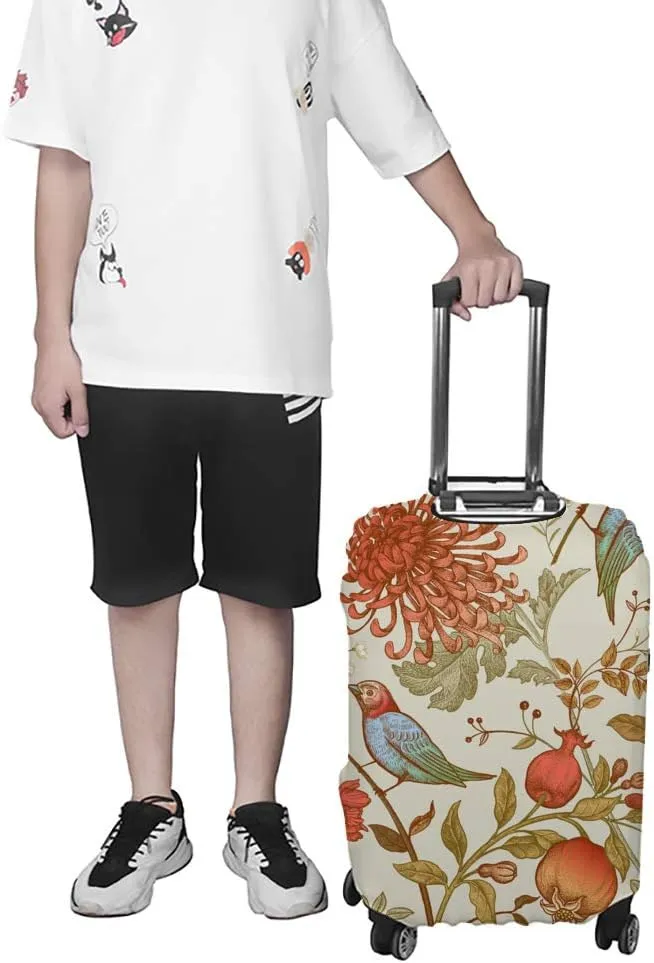 Kuizee Luggage Cover Vintage Japanese Flowers Travel Luggage Protector Suitcase Cover Dustproof Durable XL