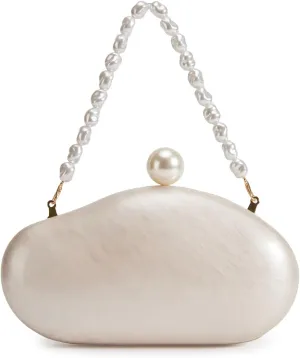 Ladies' Acrylic Shell-shaped Handbag Chic Evening Clutch Bag Paired With A Baroque Irregular Pearl Chain Strap