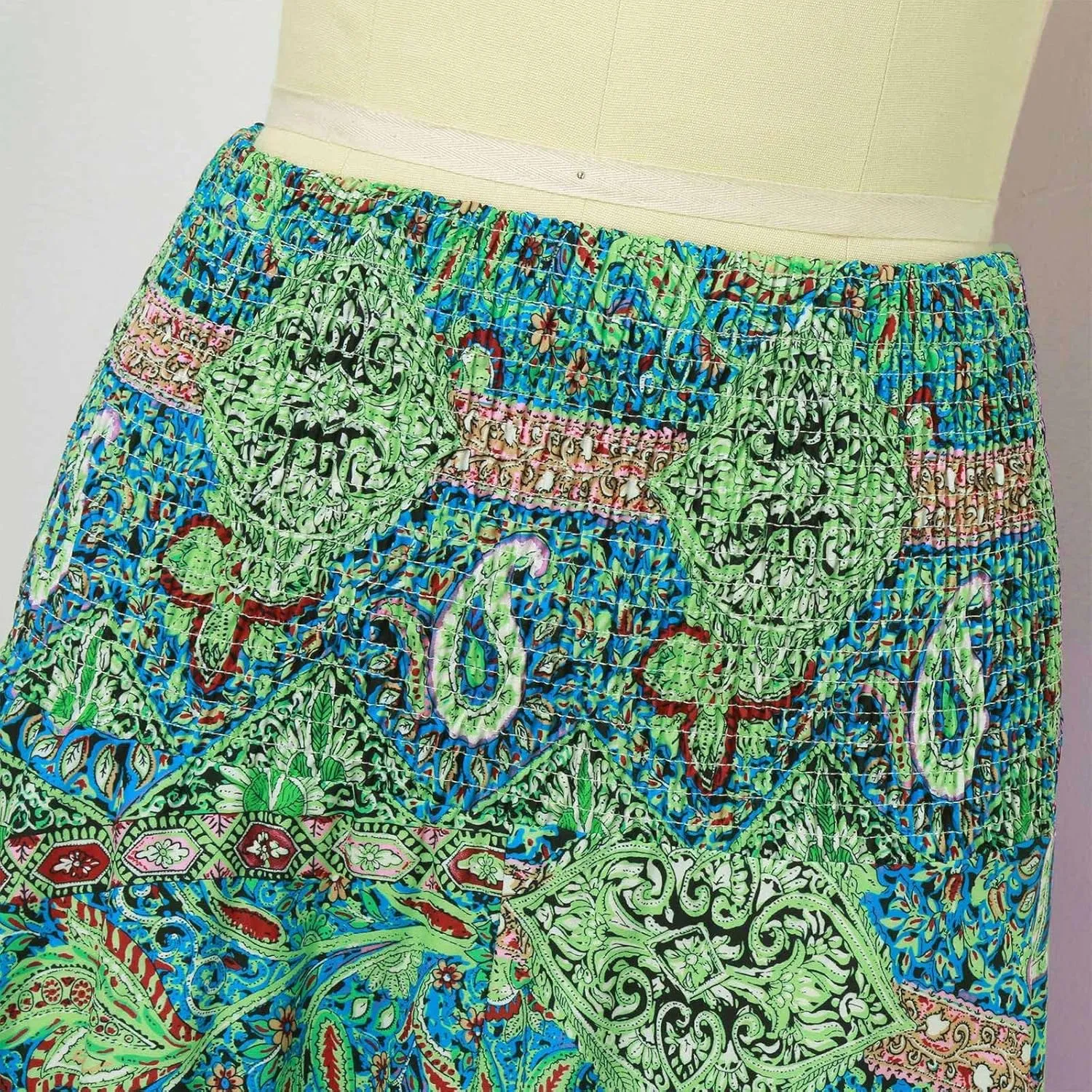 Ladies Boho Maxi Skirts Summer Beach Flowy Tiered High Waist A-Line Skirt Vintage Bohemian Mexico Vacation Outfits for Women