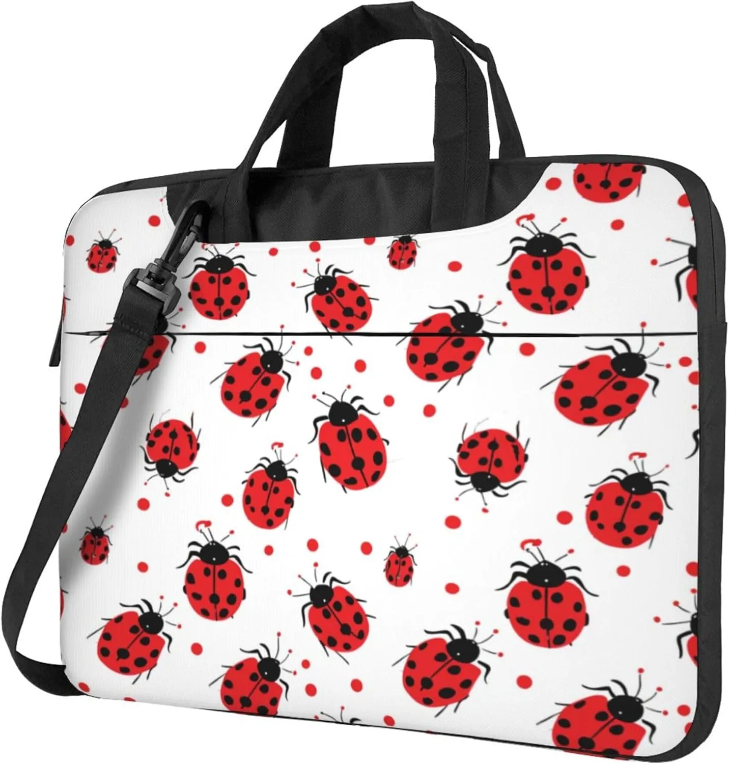 Ladybugs Print Laptop Shoulder Bag for Women, Cute Ladybugs Laptop Sleeve Case Durable Computer Bag