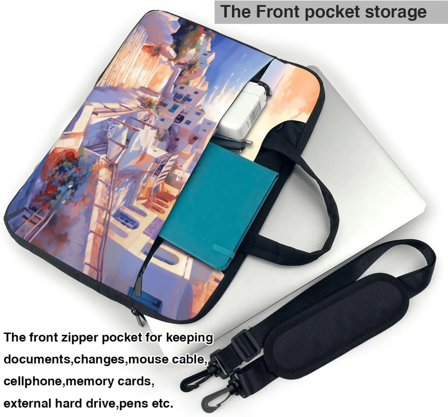 Landscape Ocean Sunset Laptop Shoulder Bag for Women, Laptop Sleeve Case Durable Computer Bag