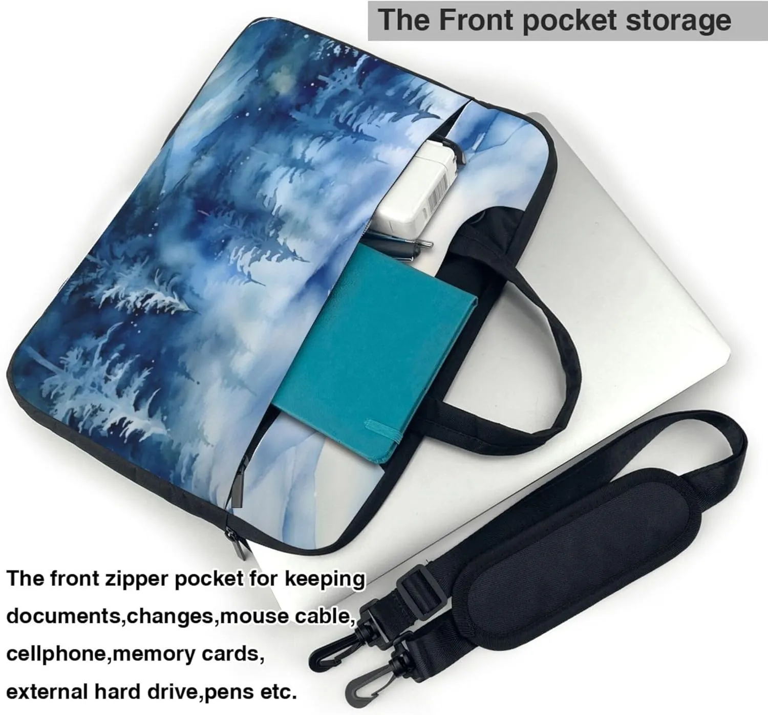 Landscape Painting Forest Mountain Laptop Shoulder Bag for Women, Laptop Sleeve Case Durable Computer Bag