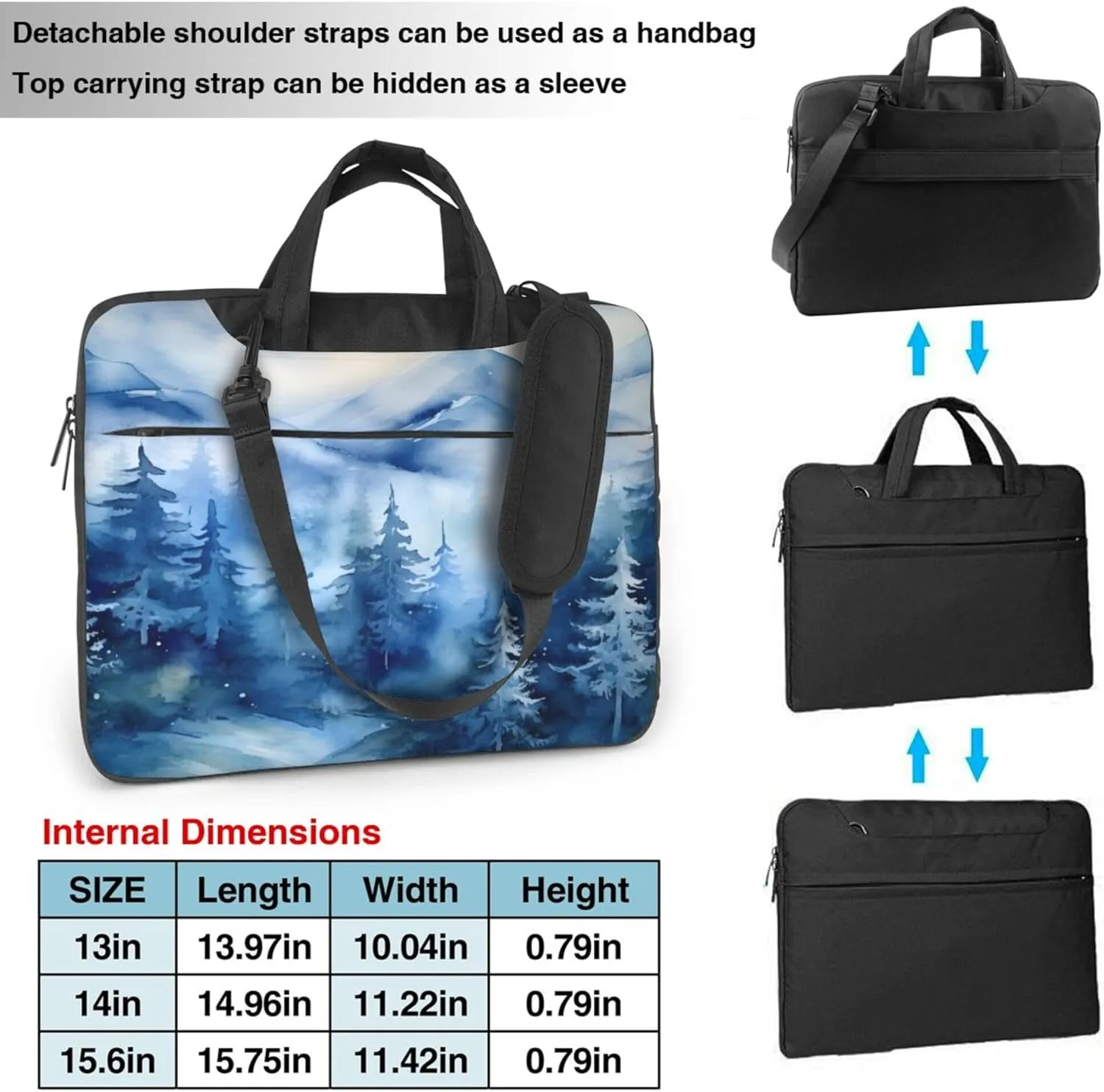 Landscape Painting Forest Mountain Laptop Shoulder Bag for Women, Laptop Sleeve Case Durable Computer Bag