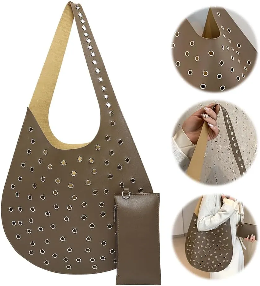 Large Capacity Shoulder Bag PU Leather Trendy Retro Commuting Bag with Purse Underarm Bag for Women Work Shopping Tr