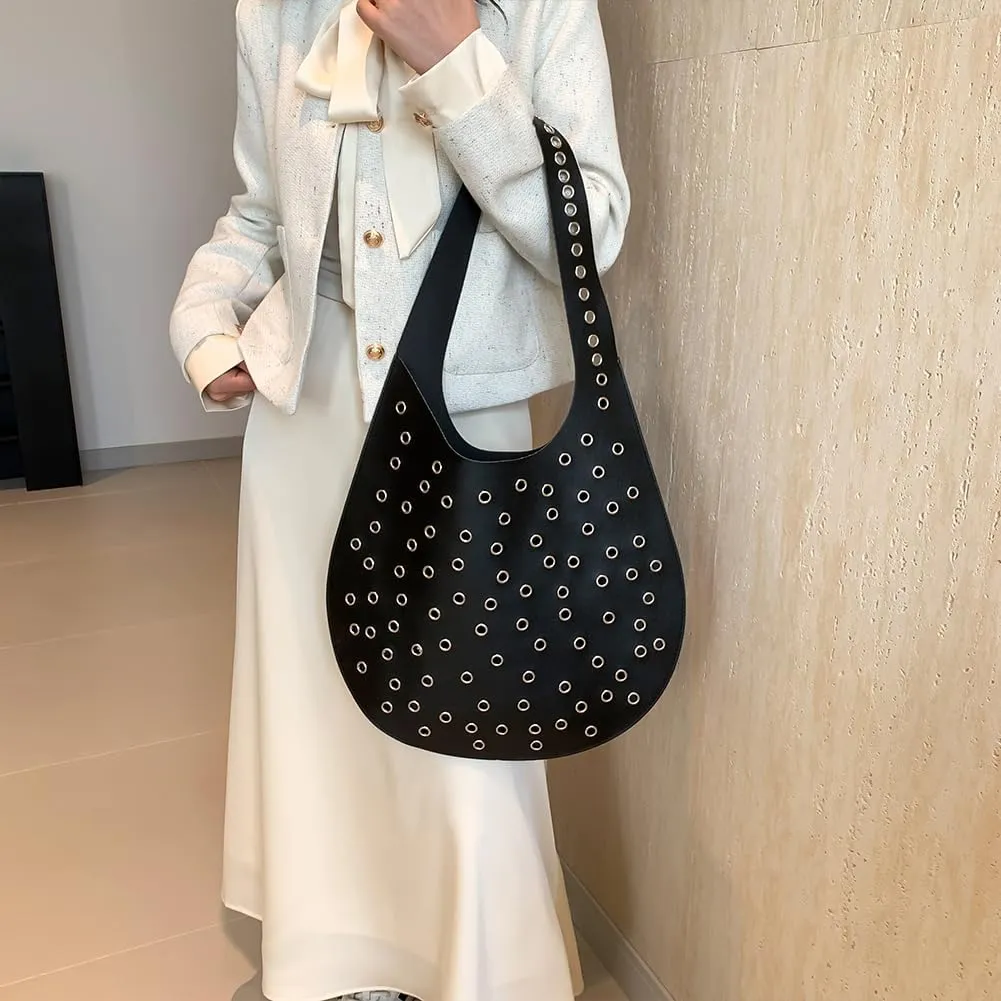 Large Capacity Shoulder Bag PU Leather Trendy Retro Commuting Bag with Purse Underarm Bag for Women Work Shopping Tr