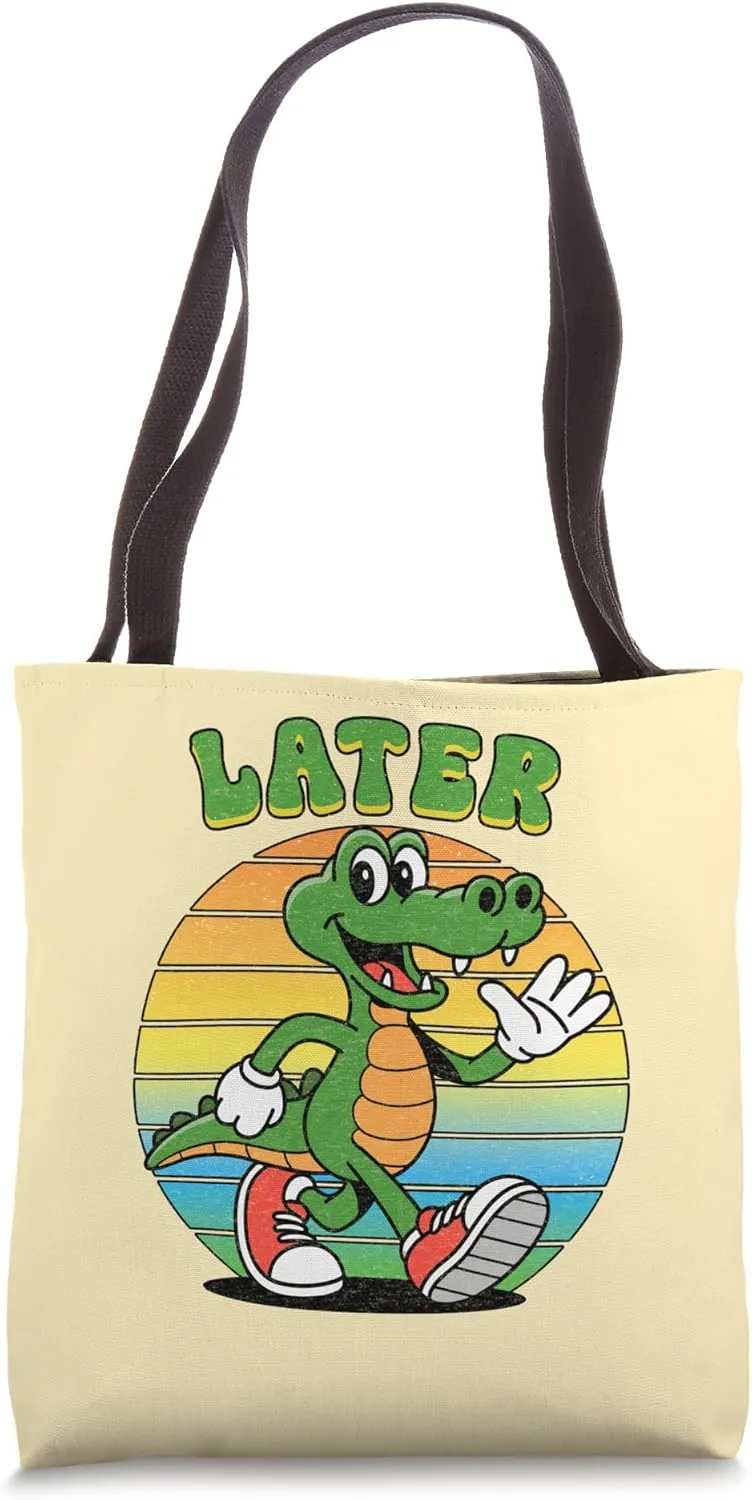 Later Gator Joke for Men Women Kids Funny Alligator Cartoon Tote Bag