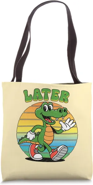 Later Gator Joke for Men Women Kids Funny Alligator Cartoon Tote Bag