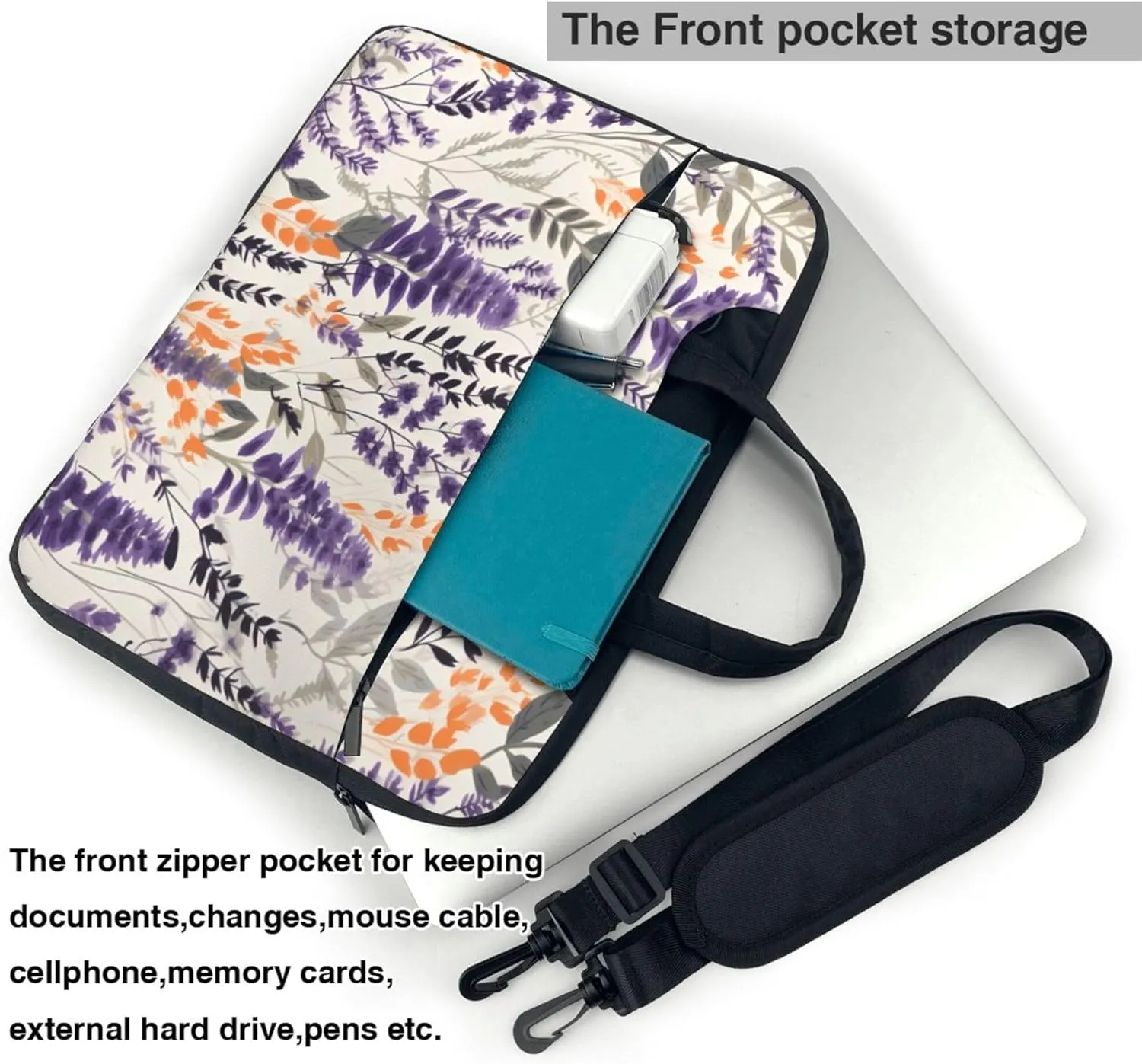 Lavender Plant Laptop Shoulder Bag for Women, Laptop Sleeve Case Durable Computer Bag