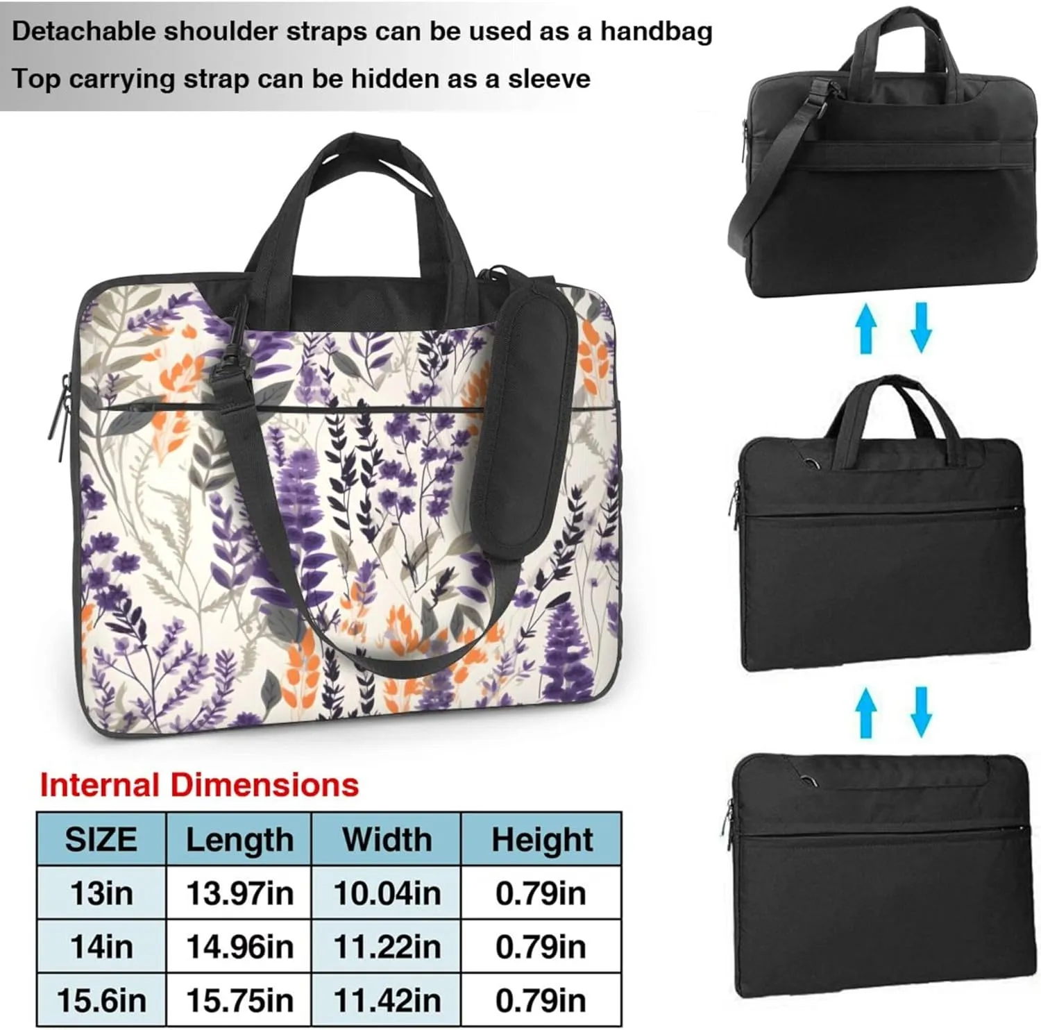 Lavender Plant Laptop Shoulder Bag for Women, Laptop Sleeve Case Durable Computer Bag