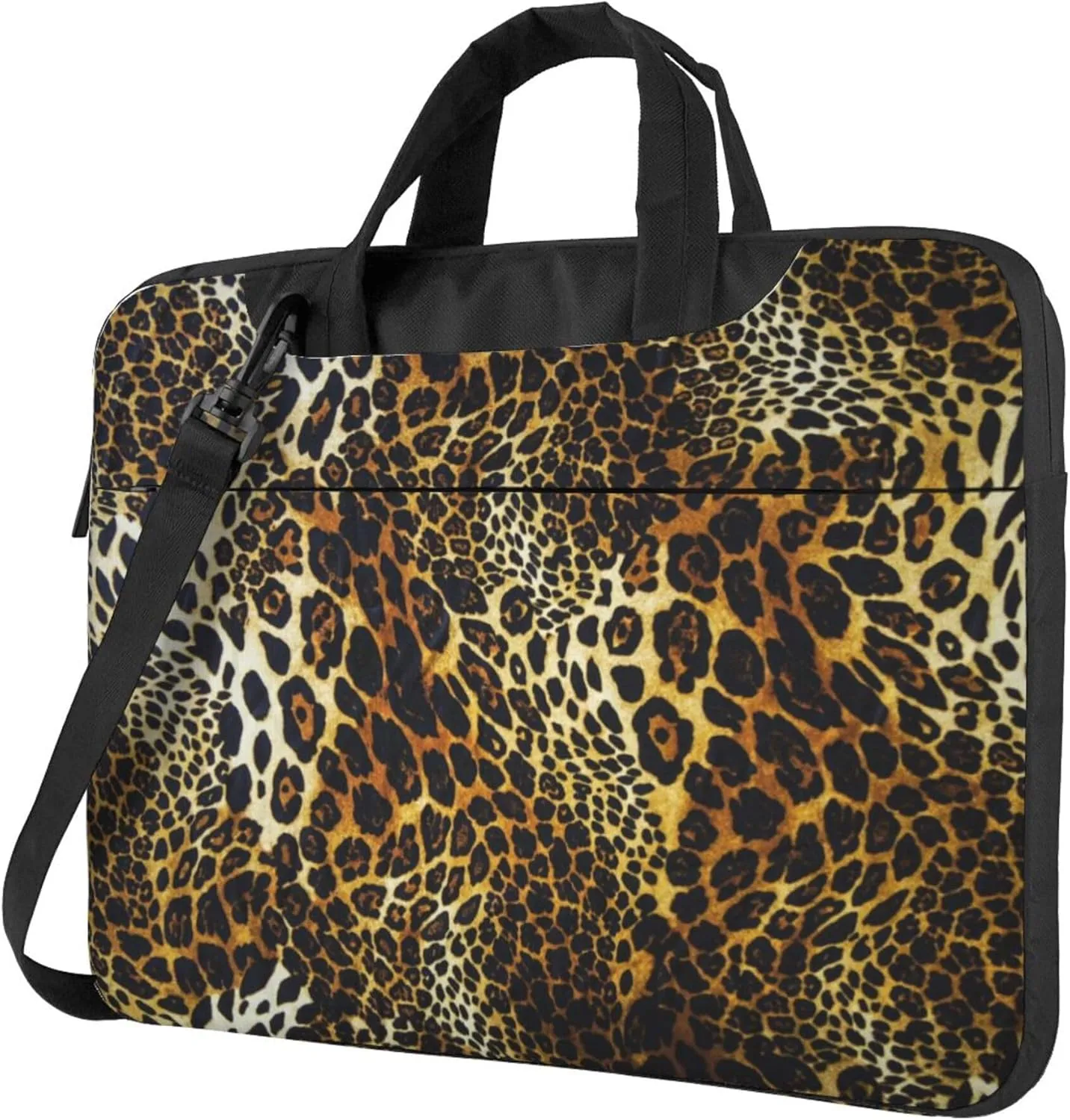 Leopard Print Laptop Shoulder Bag for Women, Animal Leopard Print Laptop Sleeve Case Durable Computer Bag