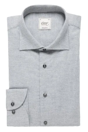 Light grey cotton cashmere flannel regular fit shirt
