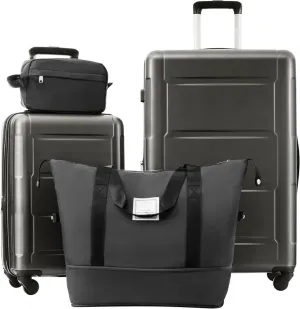 Lightweight 2 Piece Luggage Set for Travel, Durable & Expandable with Spinner Wheels, Dark Gray