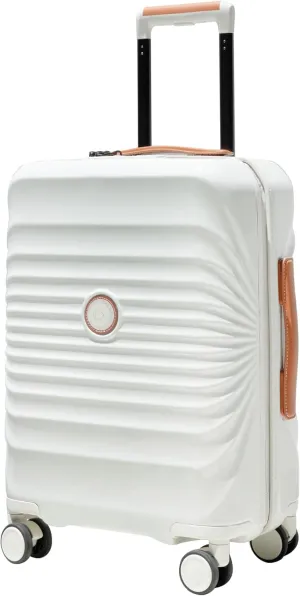 Lightweight 28" Luggage with USB Port and Wheel Lock, Creamy White, Durable Artificial Leather