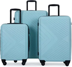 Lightweight 3 Piece Luggage Set with Spinner Wheels and TSA Lock, Durable Hard Shell, Green