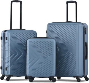 Lightweight 3 Piece Luggage Set with TSA Lock and Spinner Wheels - Durable ABS, Blue