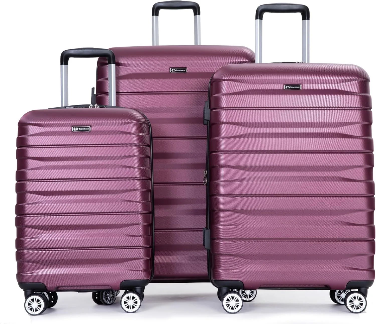 Lightweight and Durable 3 Piece Luggage Set with Expandable Storage and Double Spinner Wheels, Wine