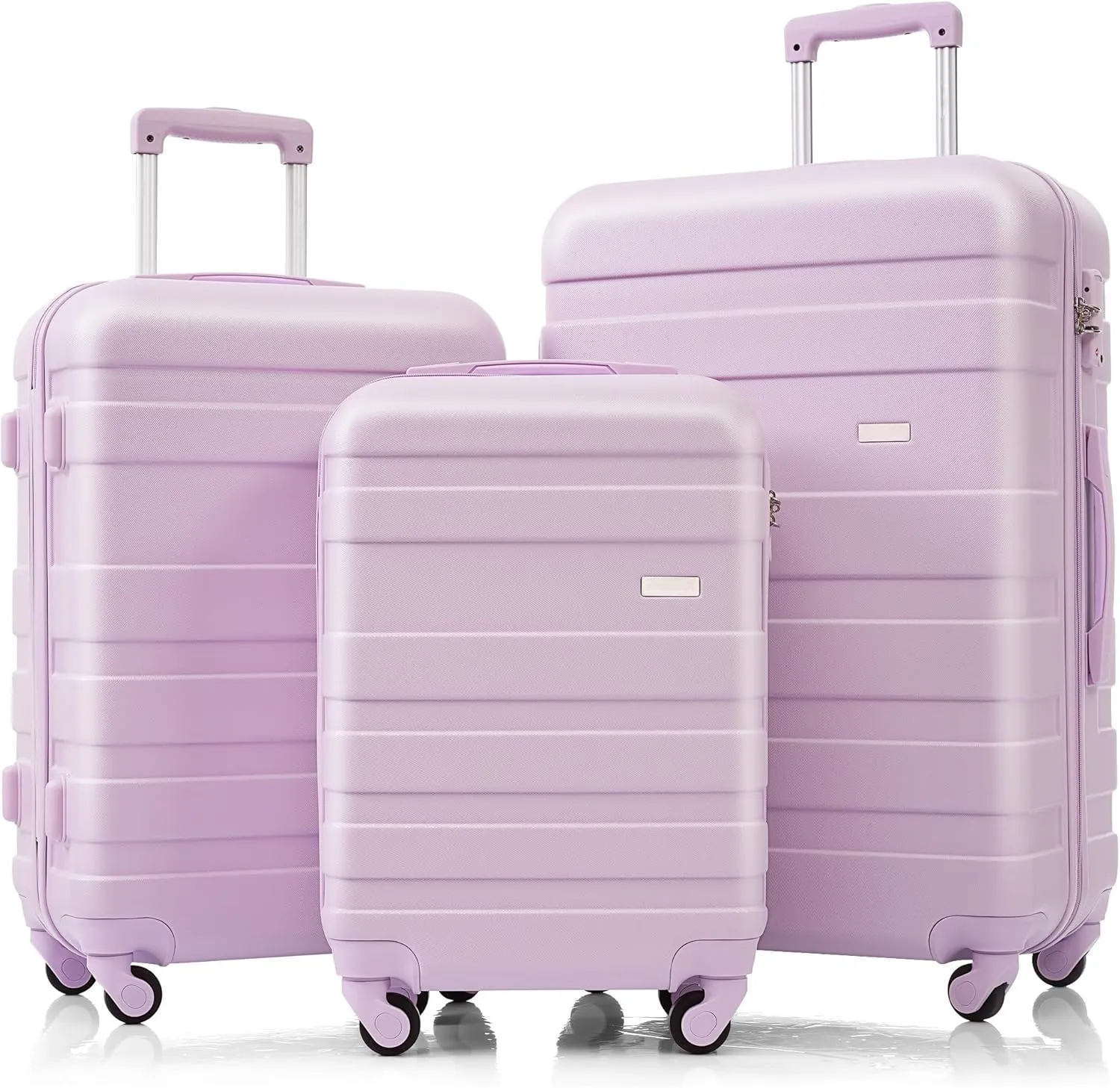 Lightweight Travel Solution with Durable Hardshell Luggage Set, 3-Piece Suitcase with Spinner Wheels, Purple