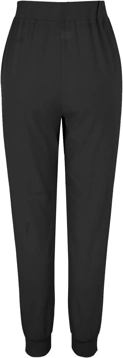 Linen Joggers for Women Casual Tapered Pants Elastic High Waist Cotton Linen Pants Drawstring Pants with Pockets Trousers