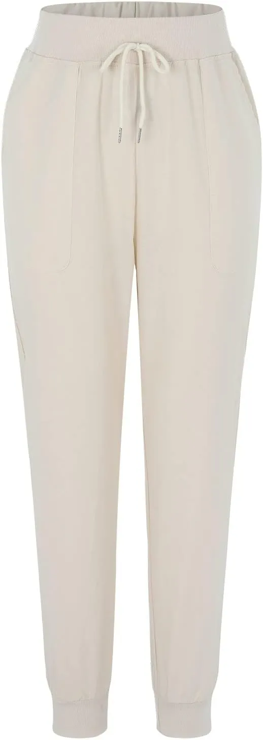 Linen Joggers for Women Casual Tapered Pants Elastic High Waist Cotton Linen Pants Drawstring Pants with Pockets Trousers
