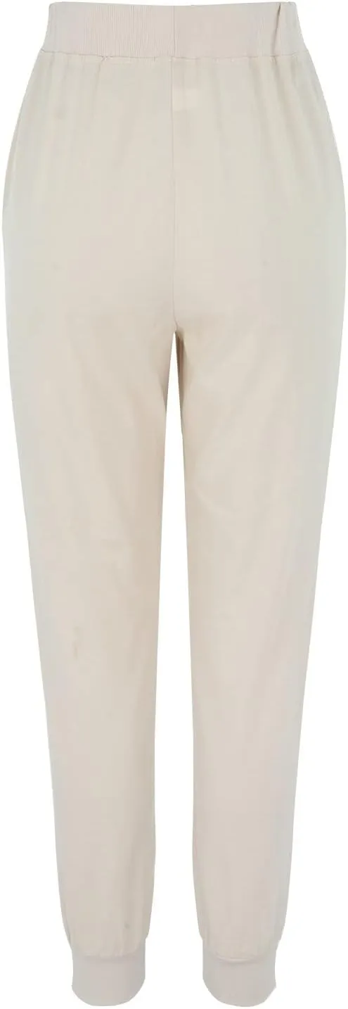 Linen Joggers for Women Casual Tapered Pants Elastic High Waist Cotton Linen Pants Drawstring Pants with Pockets Trousers