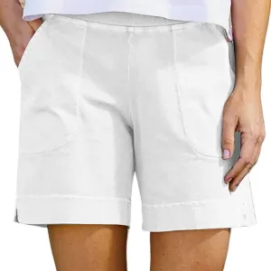 Linen Shorts for Women High Waisted Elastic Straight Leg Shorts Casual Vacation Beach Outfits Summer Outdoor Pants