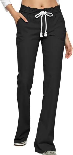 Linen Wide Leg Pants for Women Casual Summer Elastic Waist Loose Fit Beach Pants Comfy Flowy Lounge Pant with Pockets