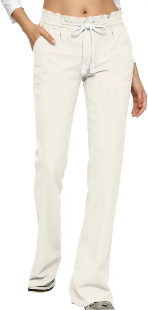 Linen Wide Leg Pants for Women Casual Summer Elastic Waist Loose Fit Beach Pants Comfy Flowy Lounge Pant with Pockets