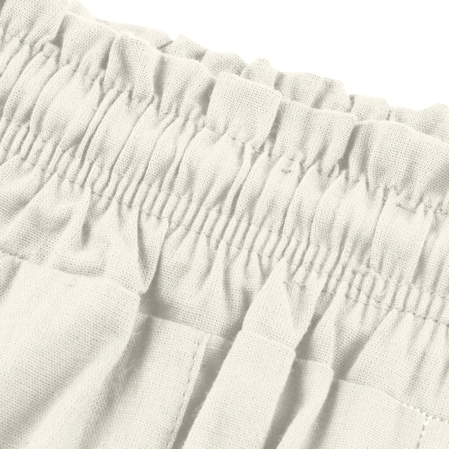 Linen Wide Leg Pants for Women Casual Summer Elastic Waist Loose Fit Beach Pants Comfy Flowy Lounge Pant with Pockets