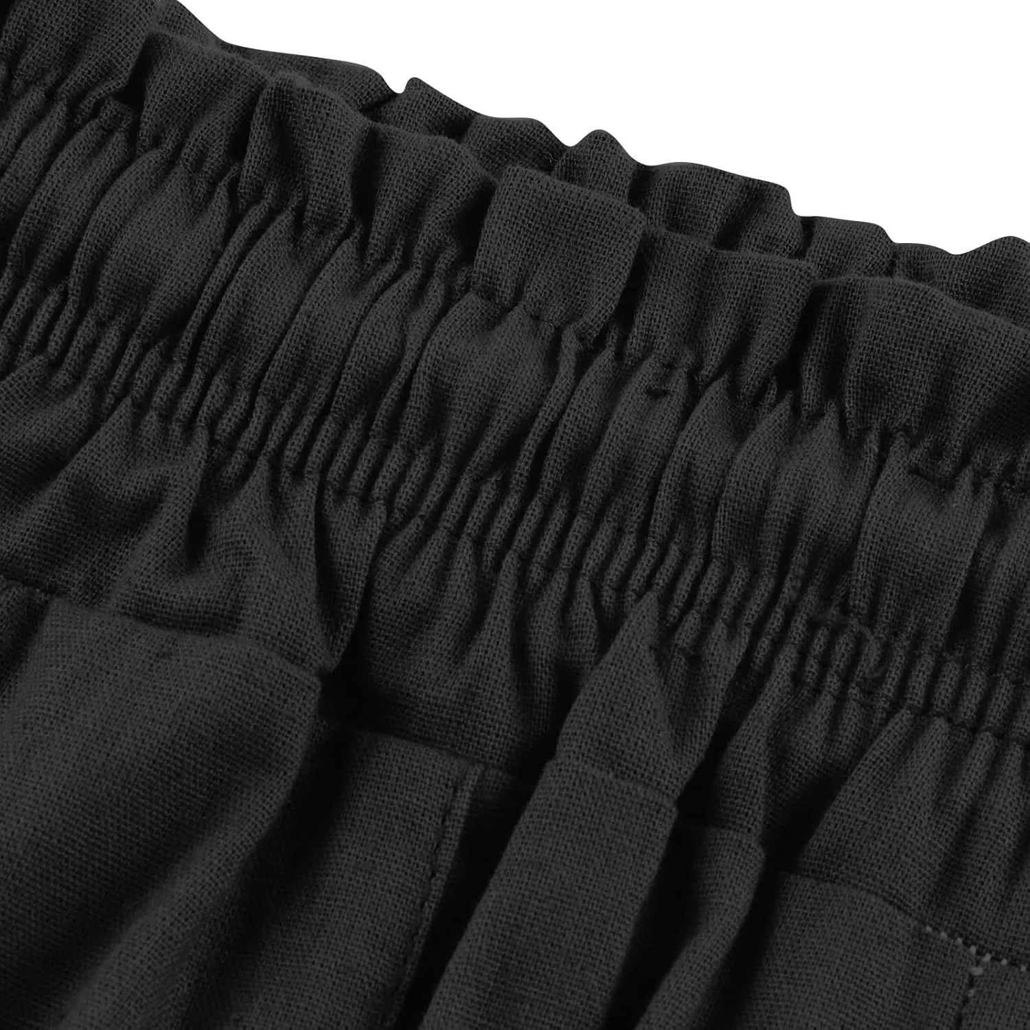 Linen Wide Leg Pants for Women Casual Summer Elastic Waist Loose Fit Beach Pants Comfy Flowy Lounge Pant with Pockets