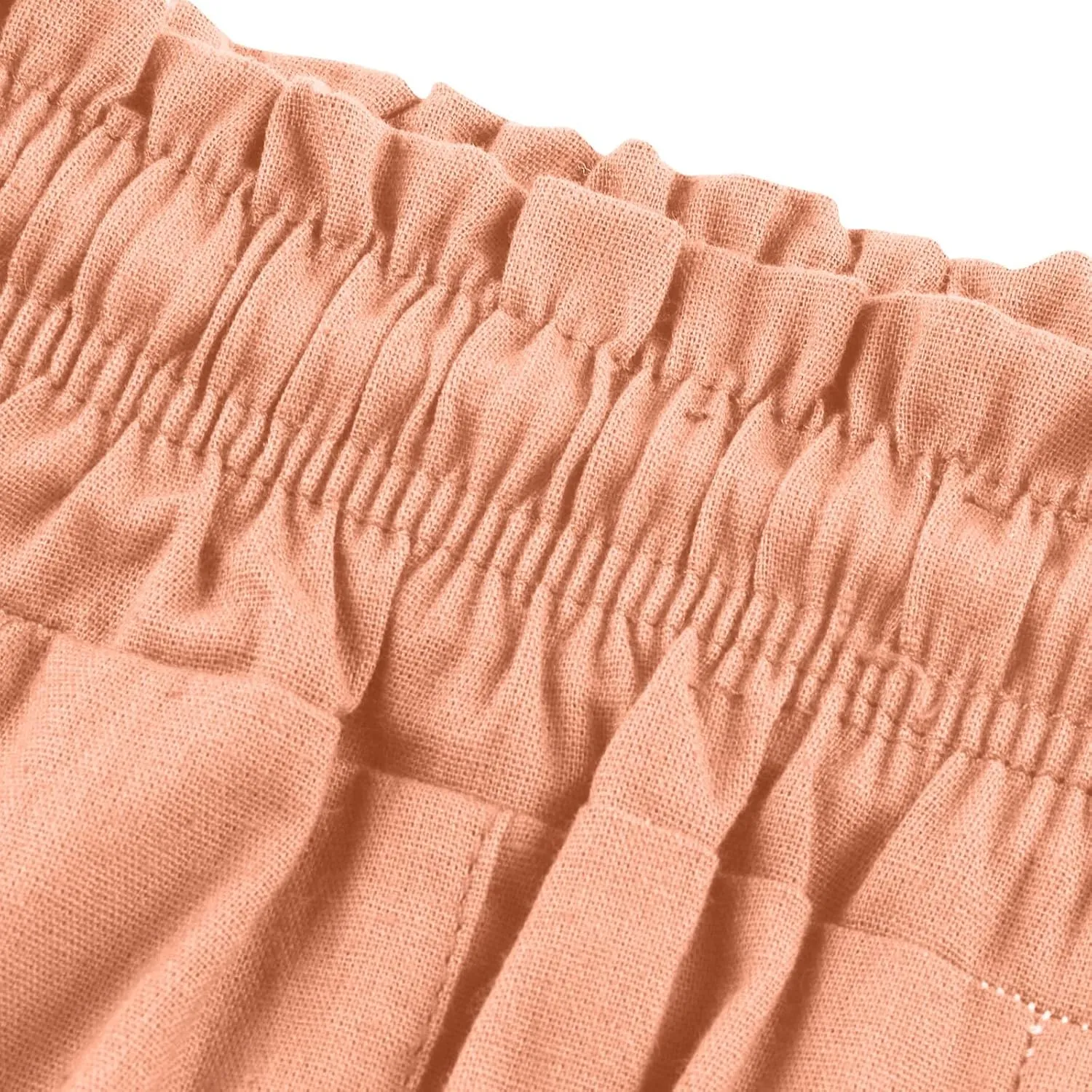 Linen Wide Leg Pants for Women Casual Summer Elastic Waist Loose Fit Beach Pants Comfy Flowy Lounge Pant with Pockets