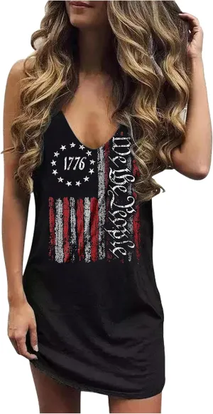 Live Simple Coconut Tree Sleeveless Mini Dress Summer Beach Mini Dress Women's Summer Casual Sexy V Neck Mini Tank Dress